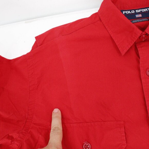 NEW Polo Sport Ralph Lauren Shirt Mens Medium Button Up Adventurer Cotton red - Picture 11 of 13